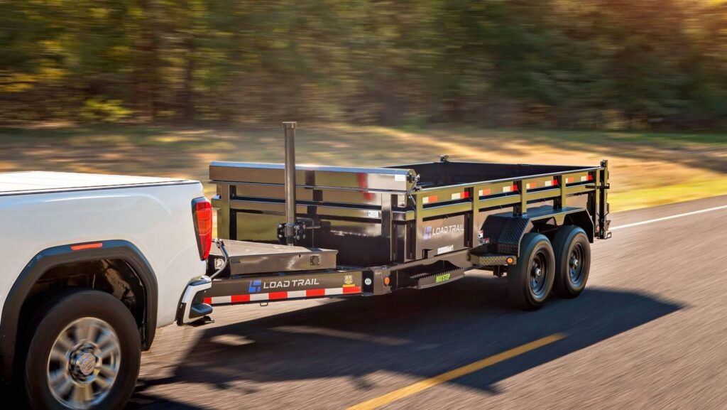 A truck towing a loaded trailer on the highway near North Augusta, SC