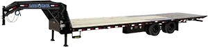 A selection of flatbed trailers displayed for sale at NAC Trailer Sales & Equipment in North Augusta, SC